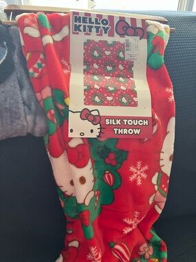 Hello Kitty Red & Green Holiday Plush Throw